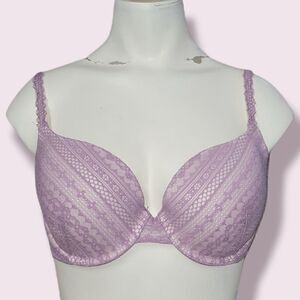 VICTORIA'S SECRET LINED DEMI LAVENDER LACE UNDERWIRE BRA, SIZE 34D